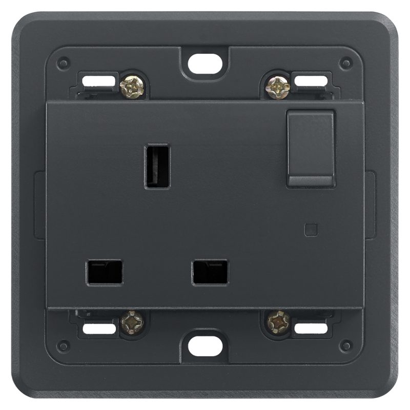 Vimar Switched 2P+E 13A English Outlet – Grey 20221.L