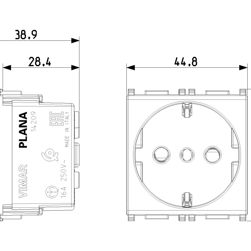 Vimar Plana 14209 Euro Socket (White) 14209